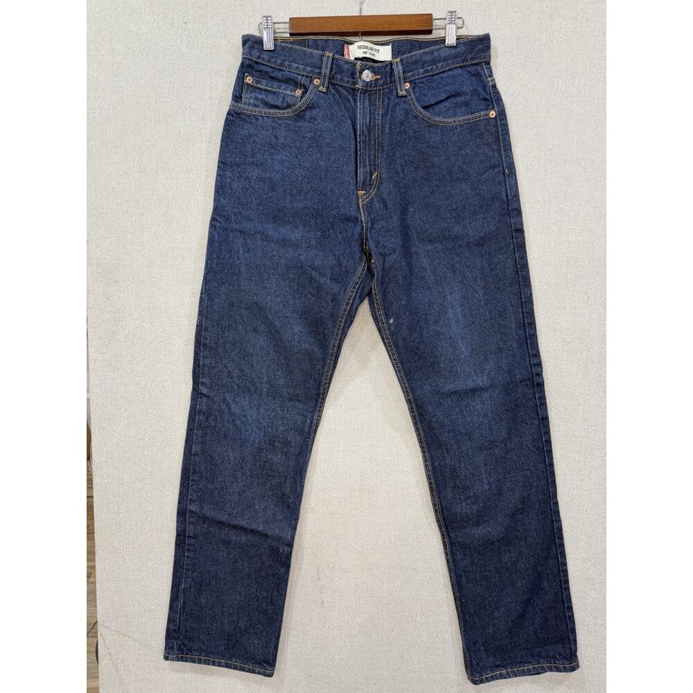 Levi’s Men’s 505 Regular Fit Jeans Dark Stonewash Blue Denim 32 x 32 (31 Actual)